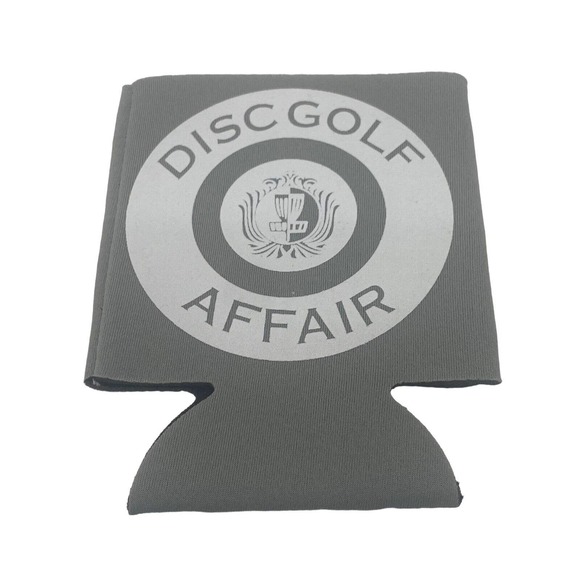 Disc Golf Koozie Cooler Custom Made Double Sided Vinyl Logo HYZER DG Affair Grey - Picture 4 of 4